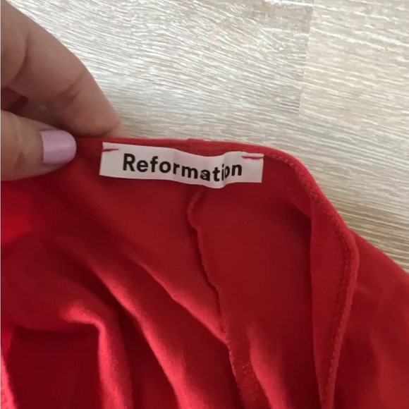Reformation halter dress tie red mini body con size medium cibrina - Picture 3 of 5